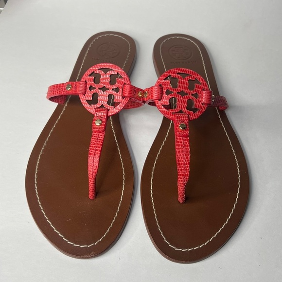Tory Burch Sz 7.5 Leather Mini Miller Flat Thong Samba Sandals - Picture 2 of 7